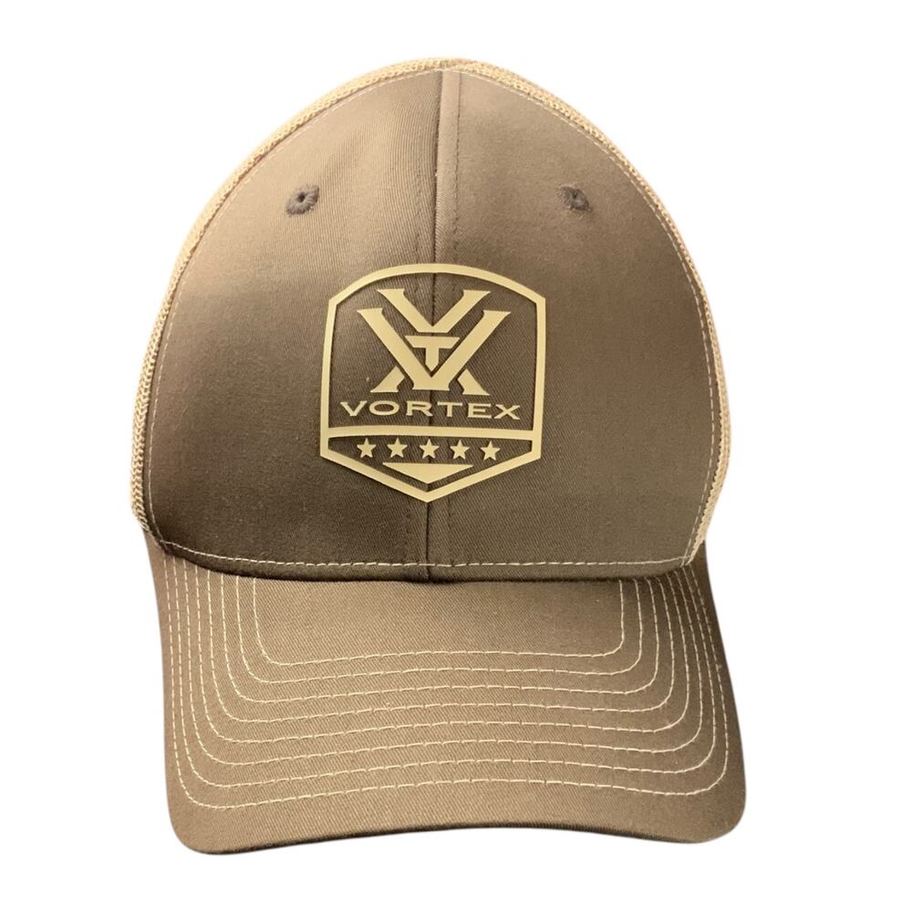 Vortex Optics Hat Mens Brown Tan Mesh Trucker Snapback Hunting Shooting Cap NWOT